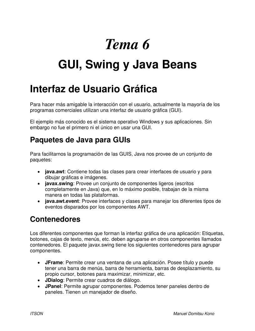 Imágen de pdf Tema 6 - GUI, Swing y Java Beans